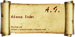 Alexa Iván névjegykártya